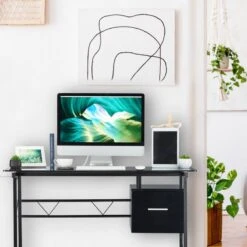 Bureau En Verre Avec Tiroir -Reflet Maison 8c18047f17574b5dbfd18a4bc543001d