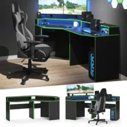 Bureau Ordinateur Kron Noir/vert Set 3 -Reflet Maison 91e0385b4be64df7aab326736da264e2