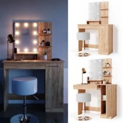 Coiffeuse Julia Avec Tabouret Et LED -Reflet Maison 978a4bd816a34ecda2e36674e9b0a922