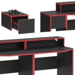 Bureau Ordinateur Kron Noir/rouge Set 8 -Reflet Maison 9b6063563a19457aadeae681ecd59a1f