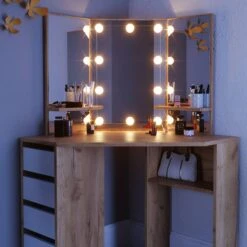 Coiffeuse Arielle Blanc/sonoma & LED -Reflet Maison 9e59b85f66ae437daeb4bb2ef3fbdeff