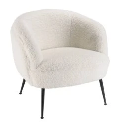 Fauteuil Cosy Tissu Bouclette Blanc
