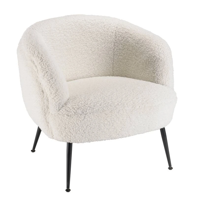 Fauteuil Cosy Tissu Bouclette Blanc 1 Fauteuil Cosy Tissu Bouclette Blanc