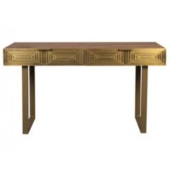 Console 2 Tiroirs En Bois Or