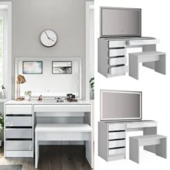 Coiffeuse Sherry Avec Miroir LED Et Banc -Reflet Maison b1d29e59e2b5473b88cea7120534c19c