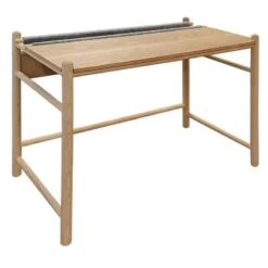Bureau Bois Frêne, Feutrine Gris L90 Cm