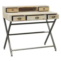 Bureau En Bois Et Métal -Reflet Maison b2765a65b77d4d7085772ebdee0460b5