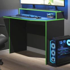 Bureau Ordinateur Kron 100cm Noir/vert -Reflet Maison bb515fabcc5140de9090f1b1ad288b80