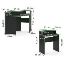 Bureau Ordinateur Kron Noir/Vert Set 5 -Reflet Maison bcc91de1aa8b44578de0244eacf4d71c