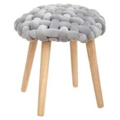 Tabouret Déco En Tricot De Velours -Reflet Maison bd959880cbf04245a41f14649c75d1d5