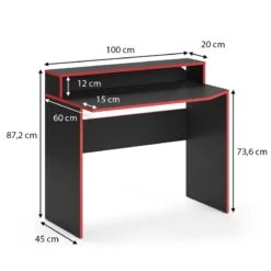 Bureau Ordinateur Kron Noir/rouge Long -Reflet Maison be5787733f4b4b71899582b01becf79a