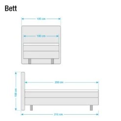 Lit Boxspring Baila -Reflet Maison boxspringbett baila webstoff 100 x 200cm h2 bis 80 kg bonellfederkernmatratze anthrazit 711286