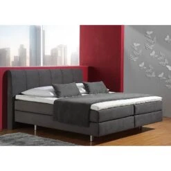 Lit Boxspring Baila -Reflet Maison boxspringbett baila webstoff 100 x 200cm h2 bis 80 kg bonellfederkernmatratze anthrazit 713838