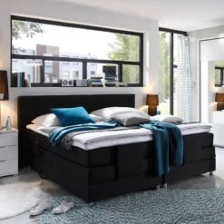 Lit Boxspring Belaja -Reflet Maison boxspringbett belaja mit elektromotor inklusive topper webstoff schwarz 1926438