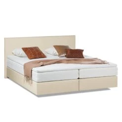 Lit Boxspring Ramona VI Imitation Cuir -Reflet Maison boxspringbett ramona vi kunstleder 160 x 200cm beige 4668500