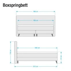 Lit Boxspring Mälby -Reflet Maison boxspringbett sorsele webstoff 180 x 200cm anthrazit 3676429