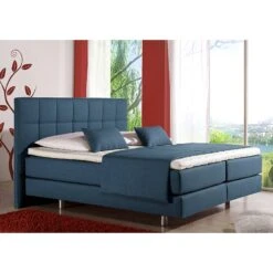 Lit Boxspring Tevin -Reflet Maison boxspringbett tevin webstoff 100 x 200cm h2 bis 80 kg bonellfederkernmatratze jeansblau 716354