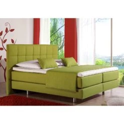 Lit Boxspring Tevin -Reflet Maison boxspringbett tevin webstoff 100 x 200cm h2 bis 80 kg bonellfederkernmatratze limettengruen 715962