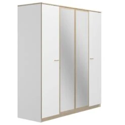 Armoire 4 Portes 2 Miroirs L181cm Tulle