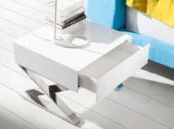 Table De Chevet En Bois Blanc Et Acier -Reflet Maison cb9fc00603c74110a2ed4ea9f51745ce