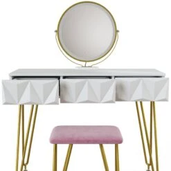 Coiffeuse Ruby Blanc & LED Et Tabouret -Reflet Maison d632e90e55fe484e8936cb8742897d8a