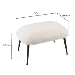 Tabouret Cosy Tissu Bouclette Blanc -Reflet Maison da81af87475442a9b7cf55ce25546b30