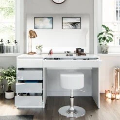 Coiffeuse Sherry Avec Miroir Et Tabouret -Reflet Maison df0098fd7ae64f4c8d05f04d91c286b0