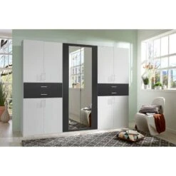 Armoire à Portes Battantes Taiga -Reflet Maison drehtuerenschrank taiga alpinweiss anthrazit 5026732