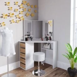 Coiffeuse D'angle Arielle Avec Tabouret -Reflet Maison e1728d6c99554ffaa15e21ac28323966