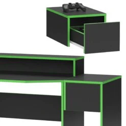 Bureau Ordinateur Kron Noir/vert Set 2 -Reflet Maison e2a5021b9f634d28a87e5ca5e11dc217