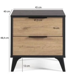 Table Chevet Koln 2 Tiroirs, Noire/Bois -Reflet Maison e353a1791fe44b88a791c142ff739c8e
