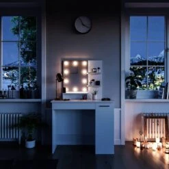 Coiffeuse Julia Avec Tabouret Et LED -Reflet Maison e9ff638b5f48440896b048d4d37d5886