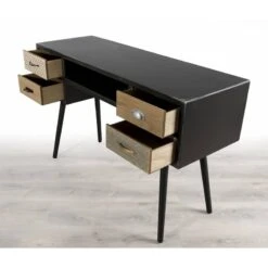 Bureau Noir 4 Tiroirs Motifs Pin Marron -Reflet Maison ecc48757003b4a04a3bf4cc0fc632c9b