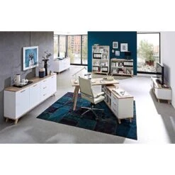 Bureau D'angle Neston -Reflet Maison eckschreibtisch neston eiche sanremo dekor weiss 3954396