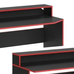 Bureau Ordinateur Kron Noir/rouge Long -Reflet Maison ed4b6441e6074767ae7641fde95dc135