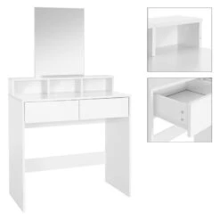 Coiffeuse + Miroir 80x40x140cm Blanc -Reflet Maison f1e2938dabca497e89202634893ac52b