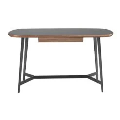 Bureau En Bois De Noyer Et Vitrail Noir -Reflet Maison f3e20cdc4a4e4fb4bdc1910f8bd9b5ae