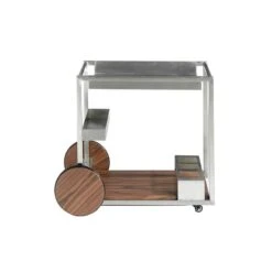 Chariot De Minibar En Acier Poli Et Bois -Reflet Maison f8140d6cd3e24080828e6668919002aa