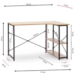 Bureau Juani 2 étagères, 120 Cm -Reflet Maison f84812146841489096c607a312b4d0d7