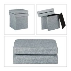 Tabouret De Rangement Pliant En Lin -Reflet Maison f97983264dd744b5802f33027eae6801