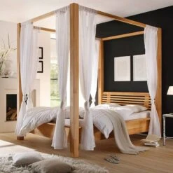 Lit à Baldaquin Lisa -Reflet Maison himmelbett lisa massivholz 180 x 200cm eiche 3430329
