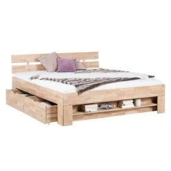 Lit En Bois Massif EosWOOD -Reflet Maison massivholzbett eoswood inklusive 4 bettkaesten eiche massiv 180 x 200cm eiche weissoel 3396713