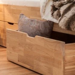 Lit En Bois Massif EosWOOD -Reflet Maison massivholzbett eoswood inklusive 4 bettkaesten eiche massiv 180 x 200cm eiche weissoel 3597597