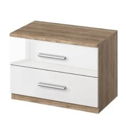 Table De Chevet Celle -Reflet Maison nachttisch celle hochglanz weiss eiche sanremo hell dekor 2108926