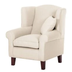 Fauteuil à Oreilles Colmar -Reflet Maison ohrensessel colmar webstoff mit hocker stoff maka beige 4827296