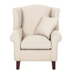 Fauteuil à Oreilles Colmar -Reflet Maison ohrensessel colmar webstoff mit hocker stoff maka beige 4827300