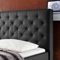 Lit Capitonné Pisa -Reflet Maison polsterbett pisa kunstleder schwarz 4186016
