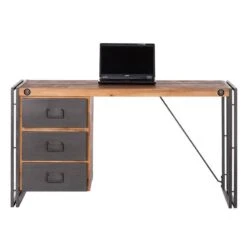 Bureau MANCHESTER 3 Tiroirs -Reflet Maison schreibtisch manchester iii akazie teilmassiv metall 4875520