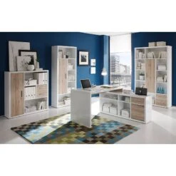 Bureau Nestor -Reflet Maison schreibtisch nestor hochglanz weiss eiche san remo dekor 415288