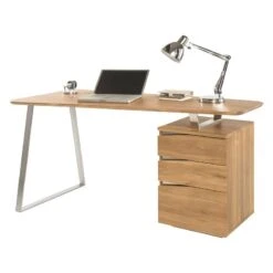 Bureau Tarva -Reflet Maison schreibtisch tarva asteiche teilmassiv asteiche edelstahl dekor 5235996